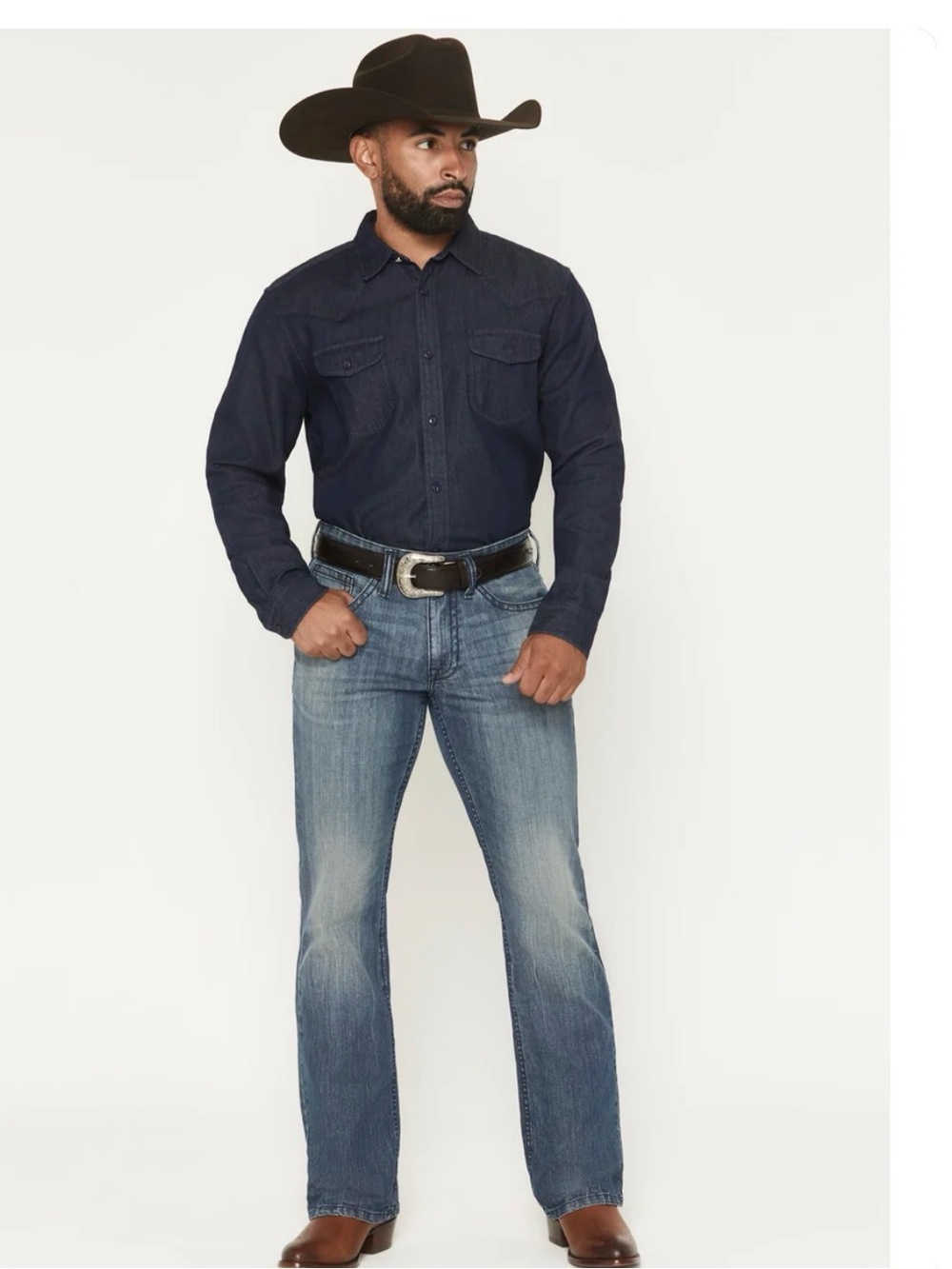 Men's Bootcut Jeans in Faded Blue - Classic Western Style